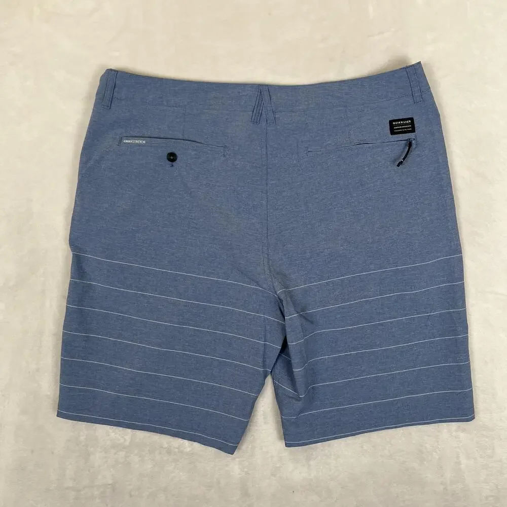 Quiksilver Amphibian Shorts Mens 40 Blue Stripe 4-Way Stretch Swim Trunks